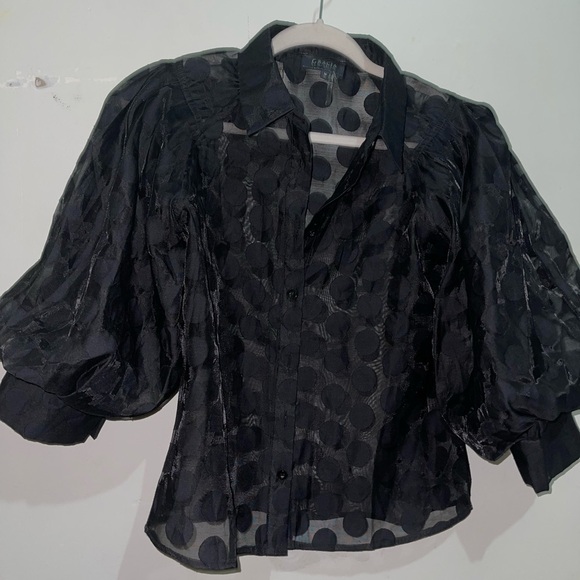 Garcia Polka Dot Puff Sleeve Button Blouse NWOT - Picture 11 of 17